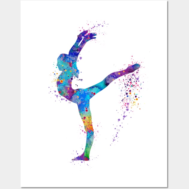 Girl Gymnastics Watercolor Silhouette Wall Art by LotusGifts